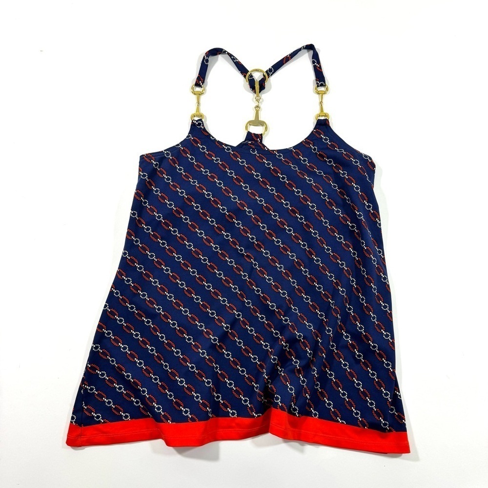 Julie Brown Halter Tank Top Chain Details Nautical Rope Print